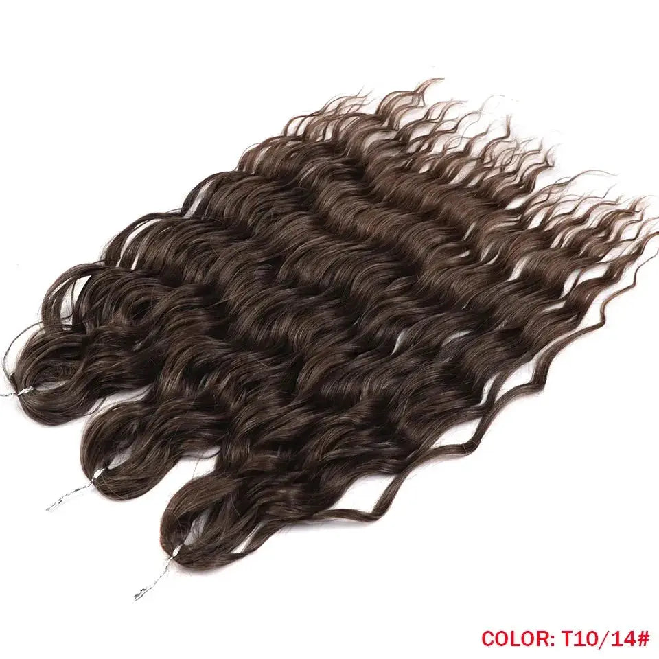 Noble Hair synthetic loose deep wave braiding extensions, 24in, ombre blonde T10/14, 5 bundles