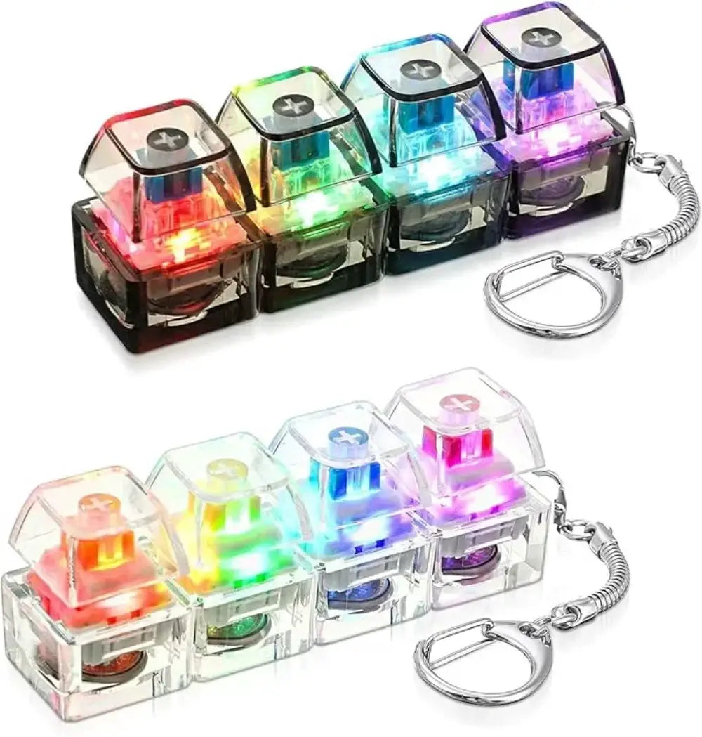 Keychain LED Lights Stress Relief Keyboard Toy For Office Desk Portable Anxiety Management Gift For Professionals