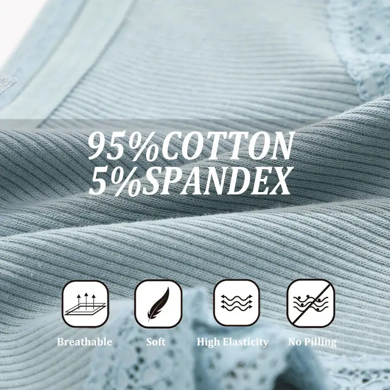 Cotton-spandex fabric close-up: 95% cotton, 5% spandex for breathable, soft underwear material.