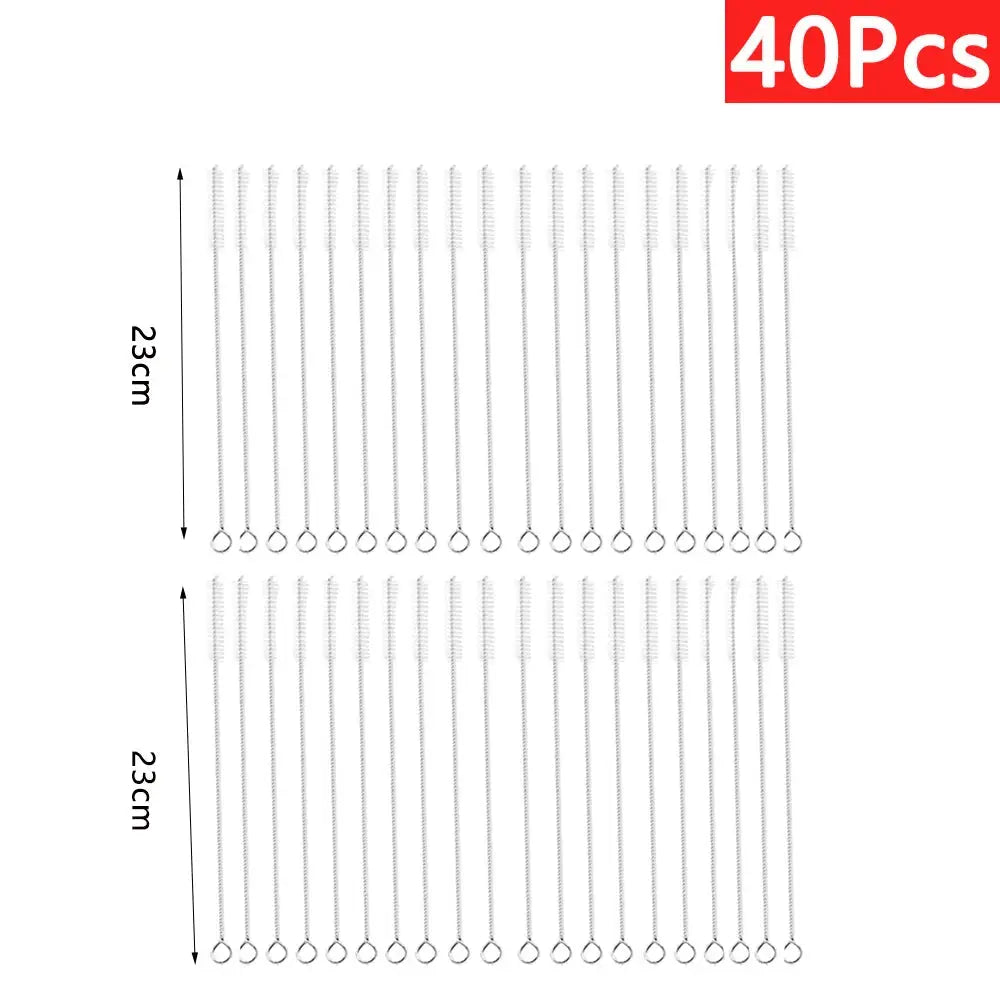 Simples Market stainless steel straw and pipe cleaning brushes set, 40Pcs, 23cm long for straws, pipes, glass hookahs.