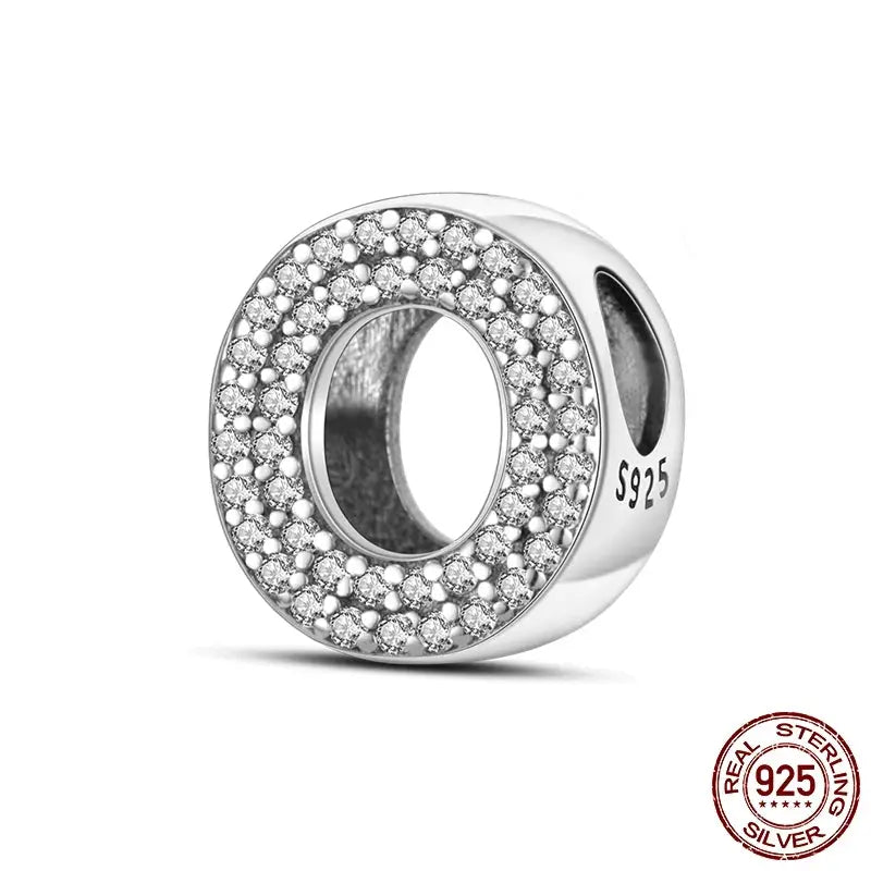 26 Alphabet Beads A To Z 925 Sterling Silver Love Charm Fit Original Bangle Charms Bracelet CZ Zircon Jewelry