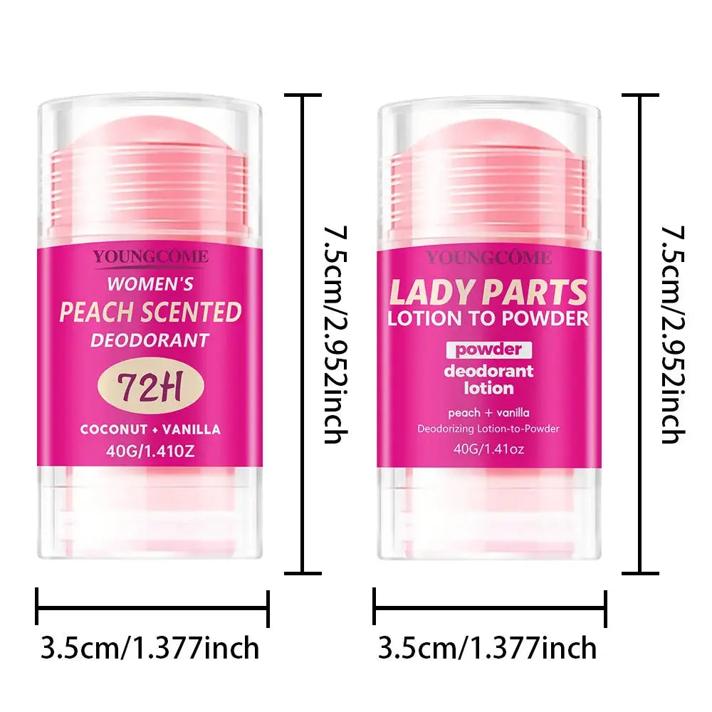 Body odor remover antiperspirant stick, peach-scented, Youngcome pink packaging, 40g, 2-pack