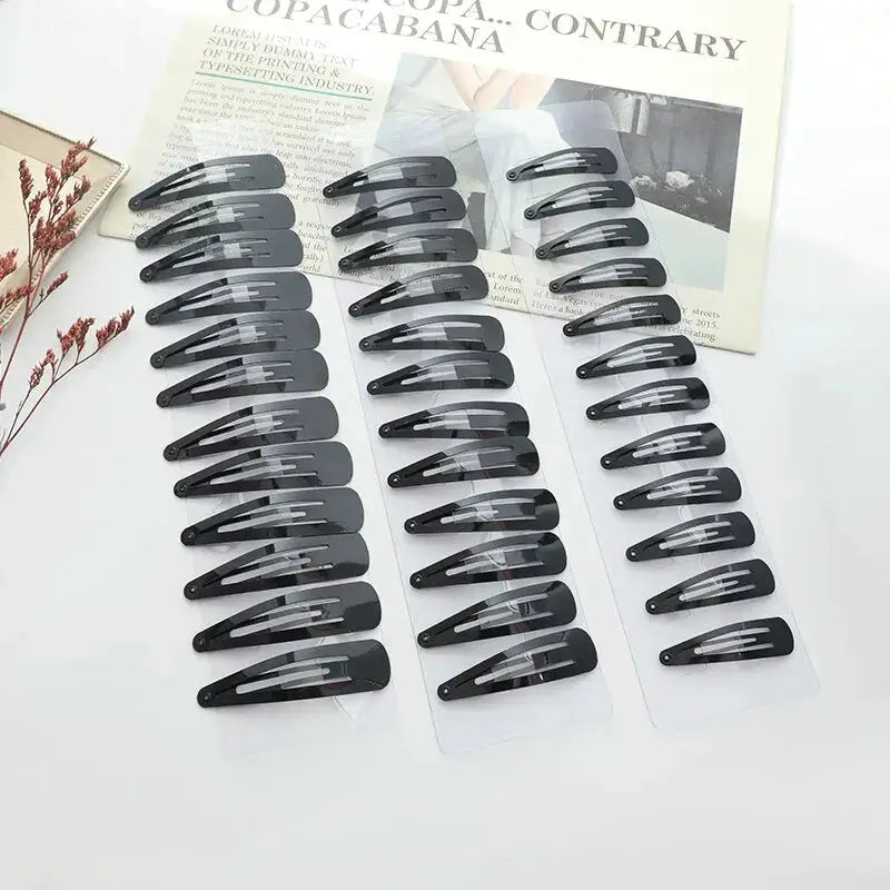 LuxeLoom Black Tassel Hair Clips Pack Of 36 Durable Electrophoretic Iron Secure Hold For All Ages