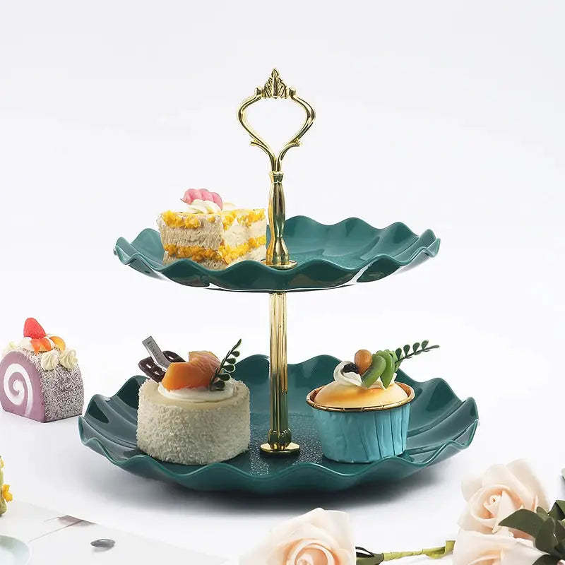 Double Layer Cake Stand Round Dessert Display For Weddings Parties