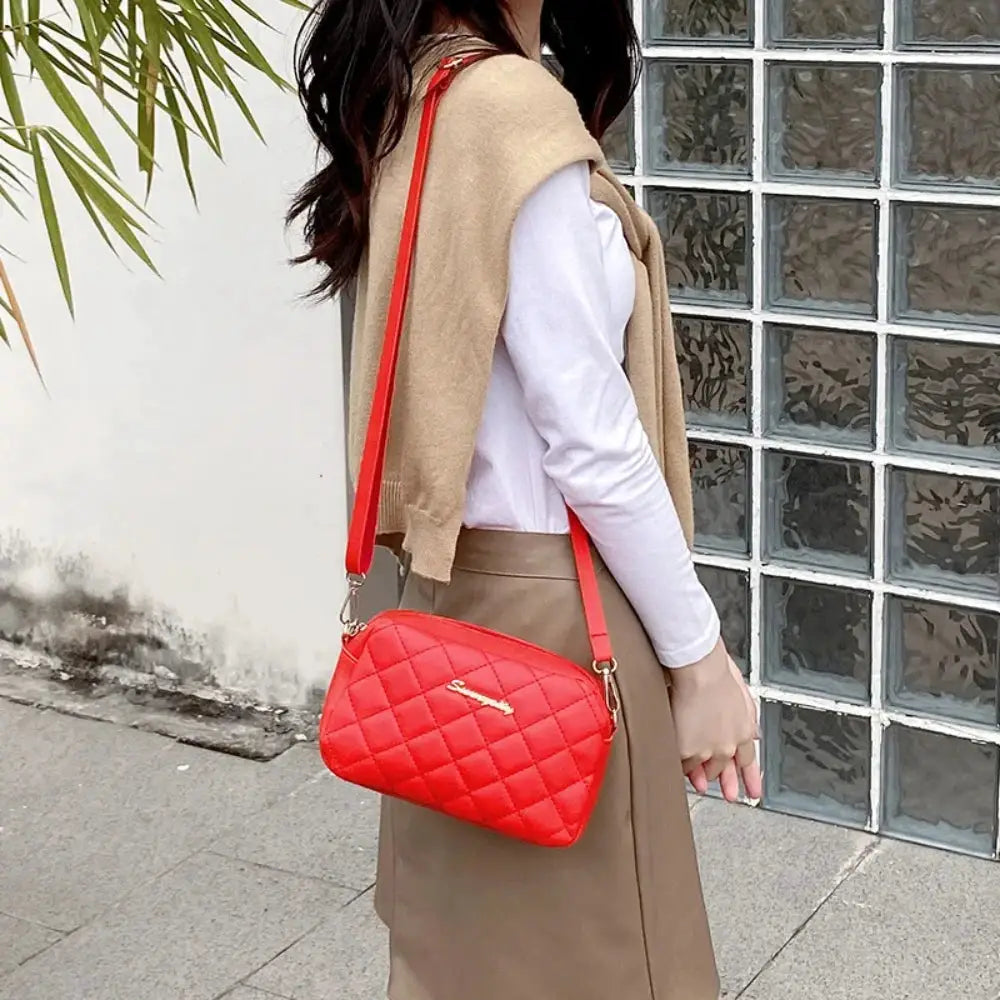 Lingge Tassel Small Crossbody Messenger Bag With Camera Compartment For Women Elegant Compact Everyday Bag