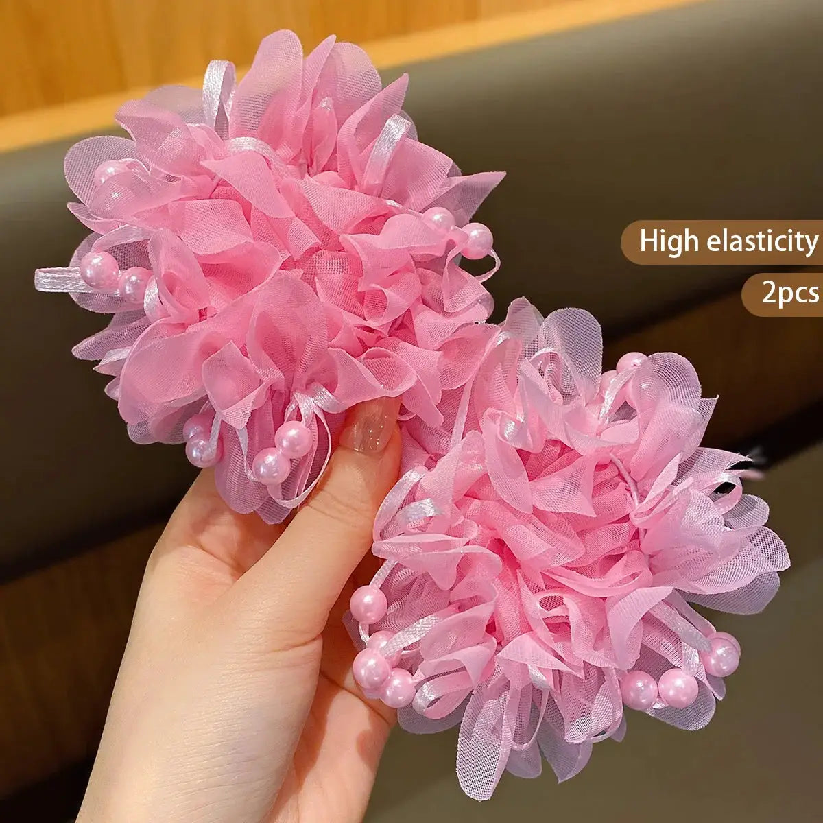 2 Pack Pink Cute Headbands for Girls Elastic Acrylic Hair Accessories for Children Casual Everyday Wear