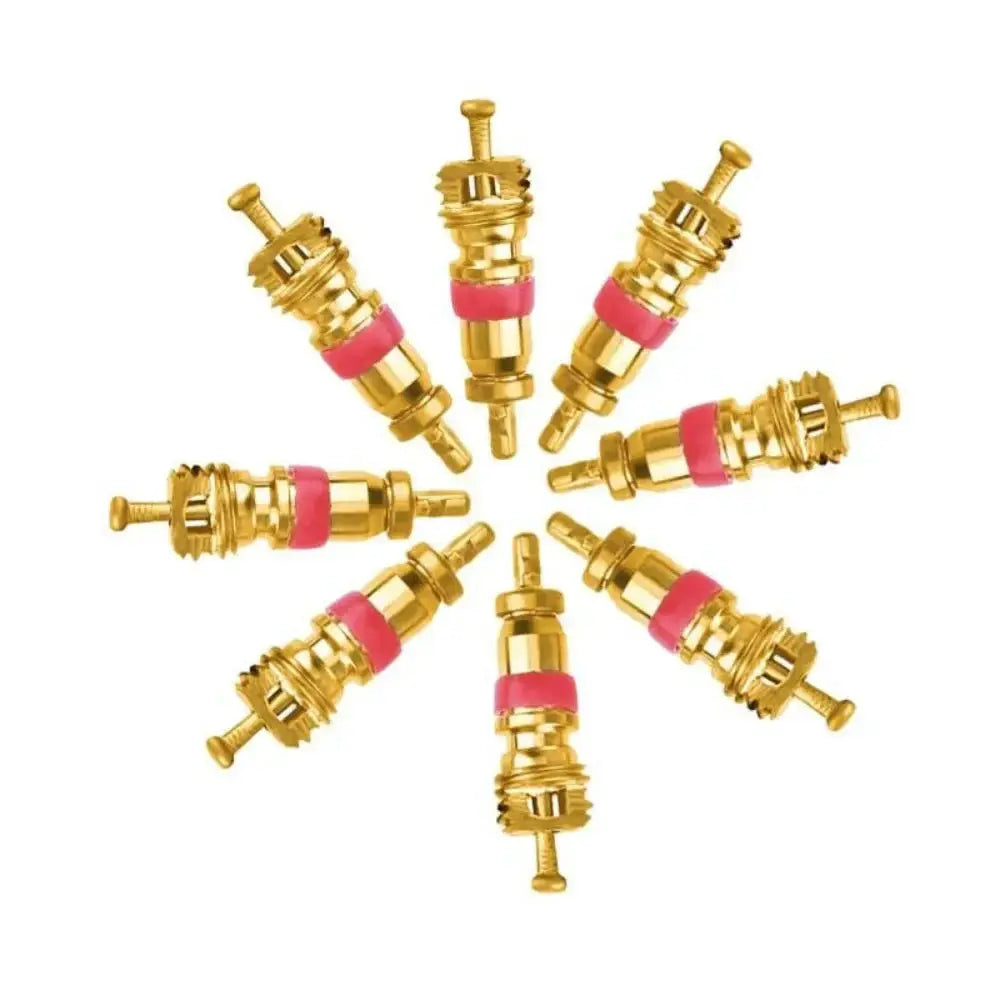 Simples Market brass tire valve core removal tools kit; gold-tone wrenches with red bands