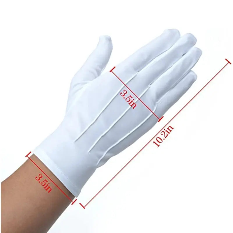 4-piece white cotton gloves for men, formal tuxedo or parade ceremony wear