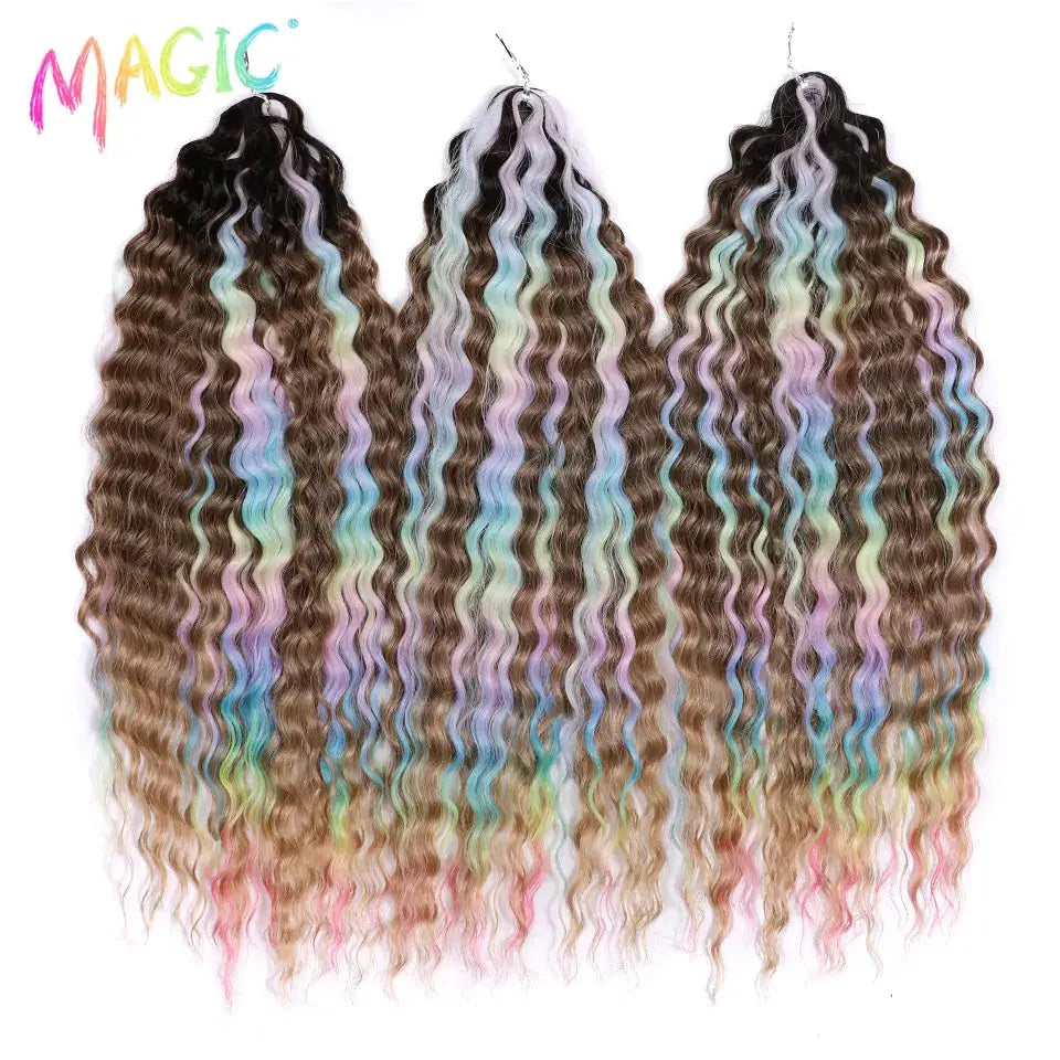 Magic Ariel Curl crochet hair, 22in deep wave, ombre blonde, 3 bundles by Simples Market