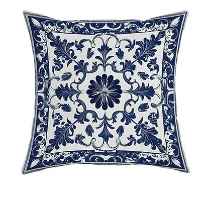 Bohemian blue and white floral pillowcase by Simples Market decorative cushion cover for sofa or bed