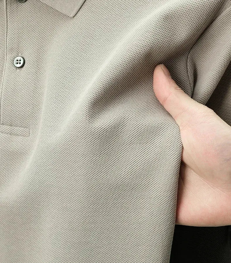 Simples Market men's polo shirt in beige 100% cotton with textured pique fabric.