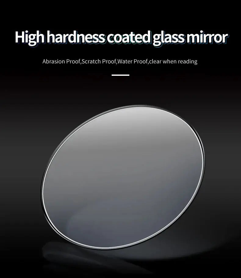 Watch glass lens with high-hardness coating and mirror finish; scratch- and water-resistant.