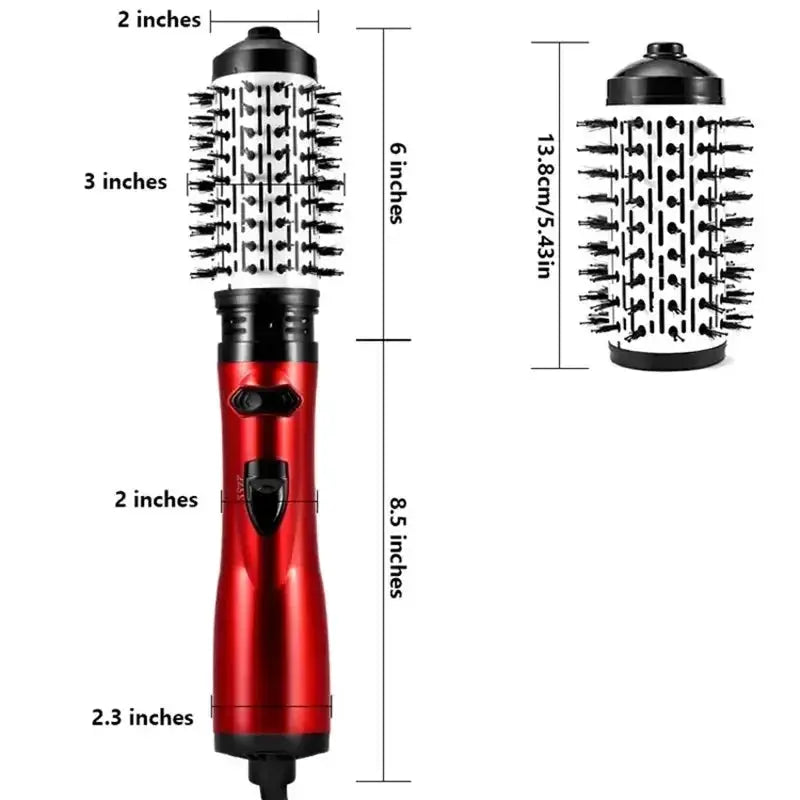 TINSOL 3-in-1 hot air brush by Simples Market, red volumizer with brush barrel attachments for smooth hair