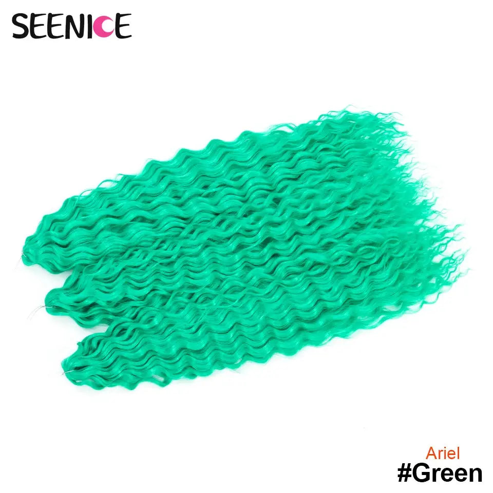 Ariel Curl Hair Crochet Braids, green water-wave synthetic braids, 22-inch extension by Simples Market