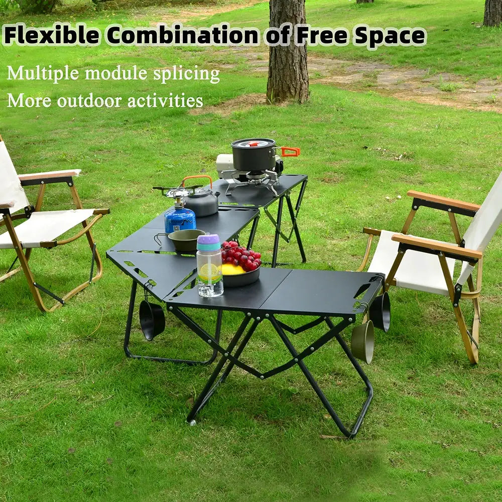 Resistland IGT Portable Outdoor Folding Table for Beach Picnic Camping Carbon Steel Foldable Edge With Hooks