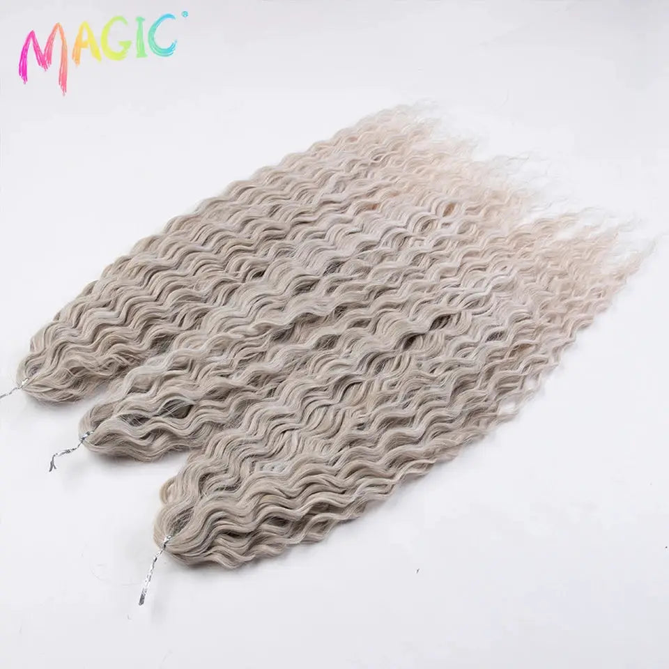 Magic Ariel Curl water wave crochet hair extensions, ombre blonde, 22-inch, two bundles