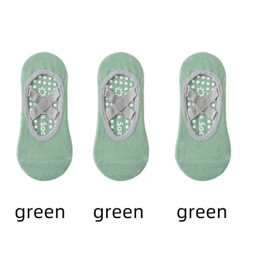 Three Pairs Professional Women Yoga Socks Silicone Anti Slip Backless Breathable Bandage For Yoga Pilates Ballet Sport