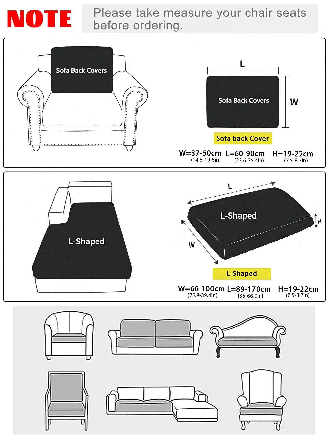 Simples Market sofa protective cover; high-elasticity, printed; includes L-shaped and standard back covers