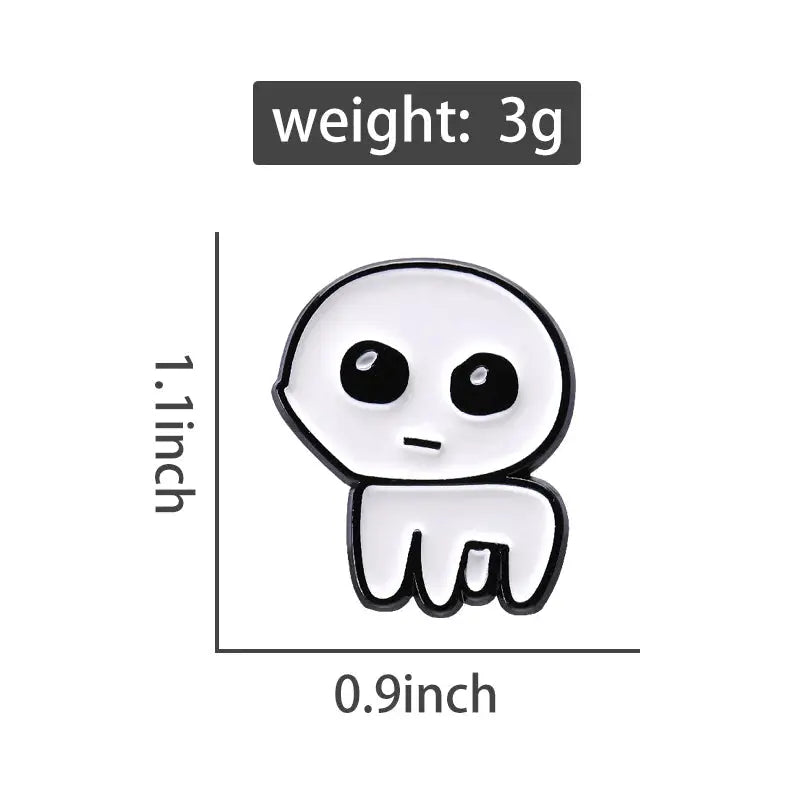 Autism awareness enamel pin, white cartoon character design, zinc alloy, 3g, about 1.1 x 0.9 in.