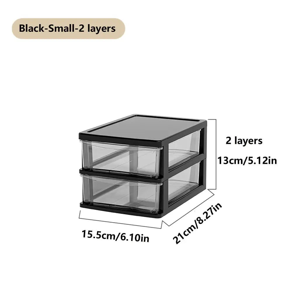 Clear Desktop Storage Box With Drawer Heightened Table Organizer Plastic Office Cabinet For Stationery Cosmetics