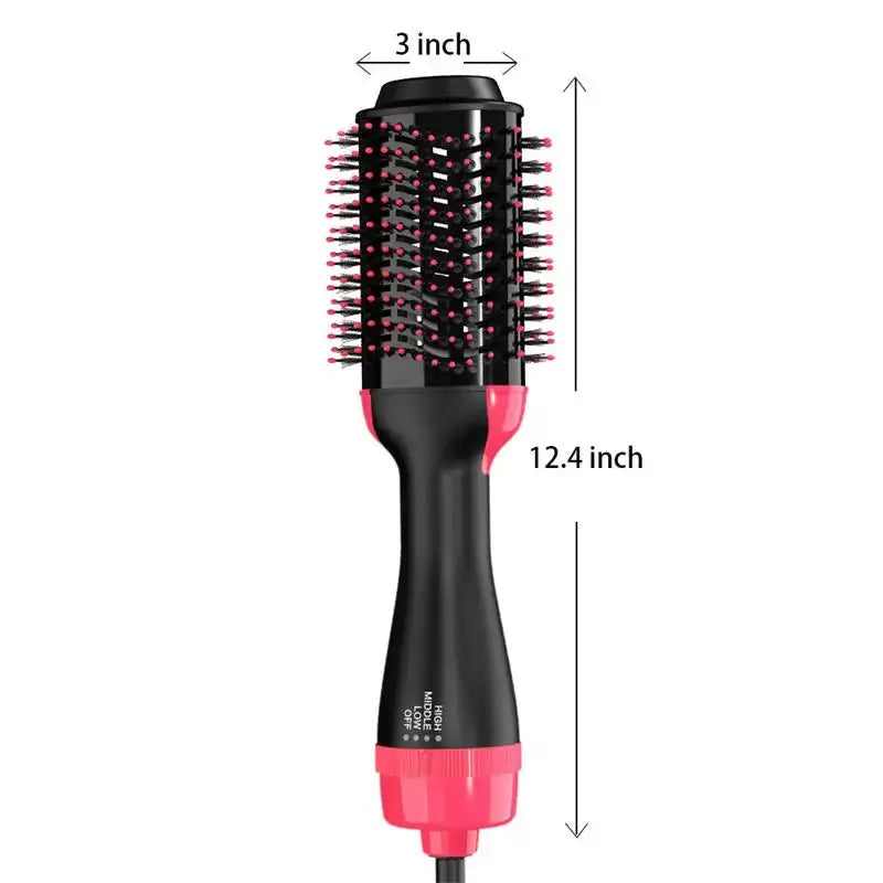 Simples Market LISAPRO 2-in-1 hot air brush, black with pink accents, 12.4-inch length with a 3-inch barrel