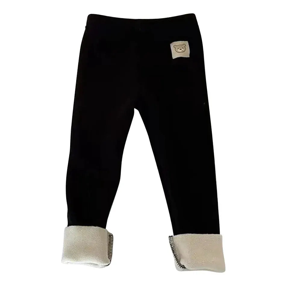 Sonkpuel Korean Autumn Winter Children Fleece Lined One Piece Pants Warm Cartoon Trousers For Boys And Girls