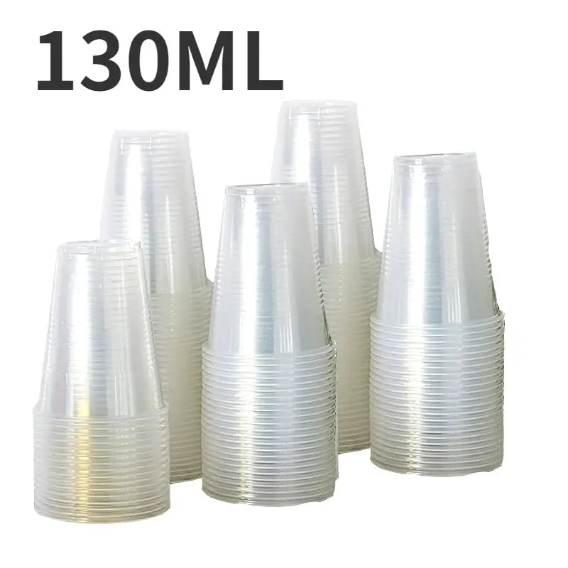 BrightCup Disposable Clear Plastic Cups 50 or 100 Pack Hygienic Outdoor Party Drinking Cups for Picnics and Events