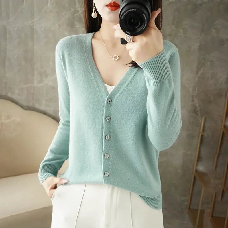 Zhi D035 V Neck Loose Knit Cardigan For Women Warmth And Daily Comfort For Autumn And Winter