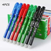 Simples Market heat-erasable gel pen set, 0.7mm bullet nib, blue/red/green/black inks (8-pack)