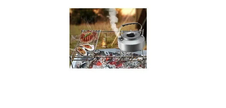 Simples Market CAMPINGMOON MTG-G portable grill with 304 stainless steel grate over a campfire