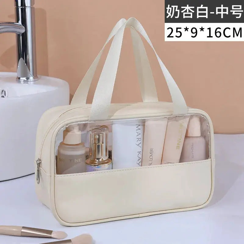 VoyageGlow Transparent Cosmetic Bag Large Capacity Waterproof Travel Makeup Organizer Clear PVC