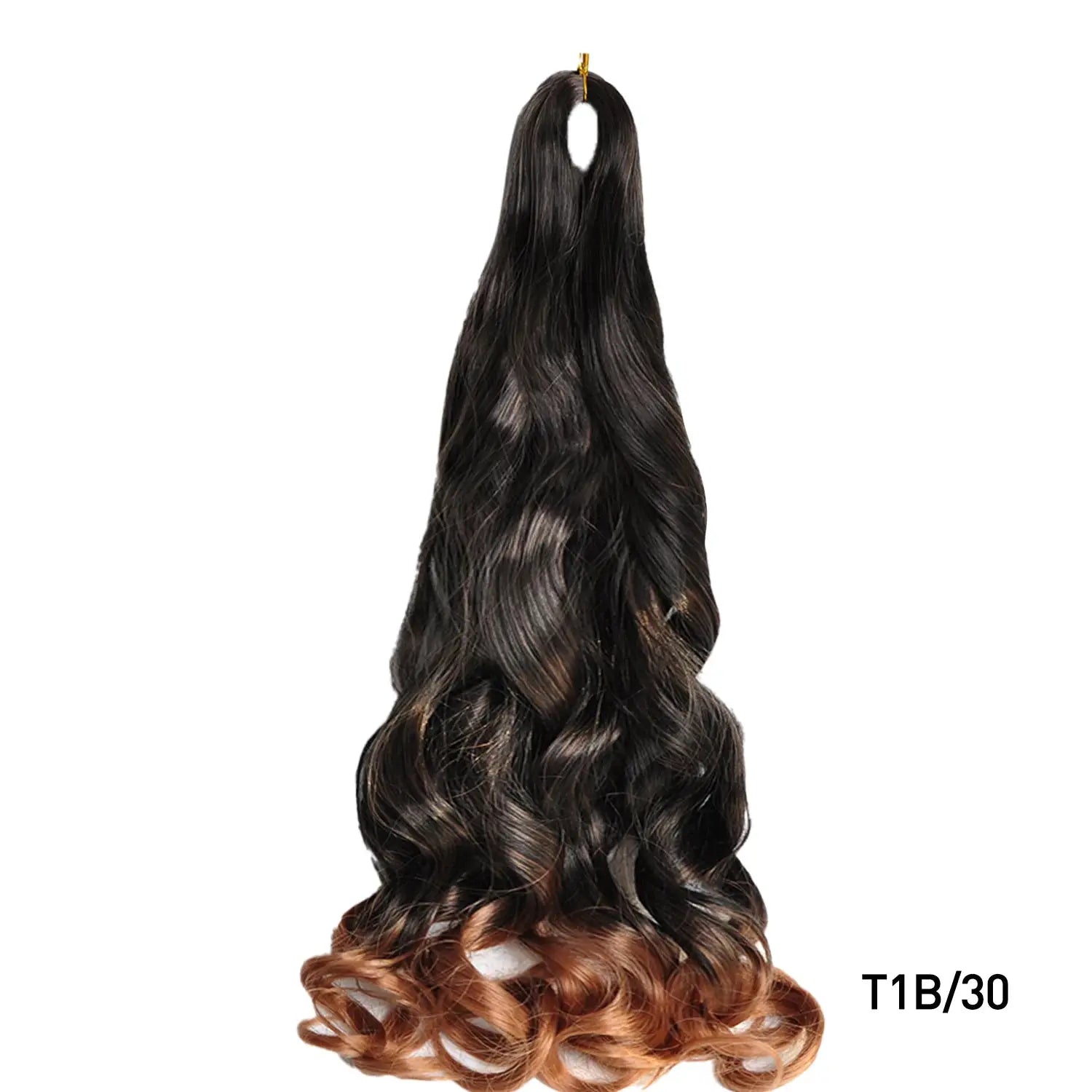 Simples Market French Curls 24-Inch synthetic spiral braiding hair, black to brown ombre T1B/30 bundle
