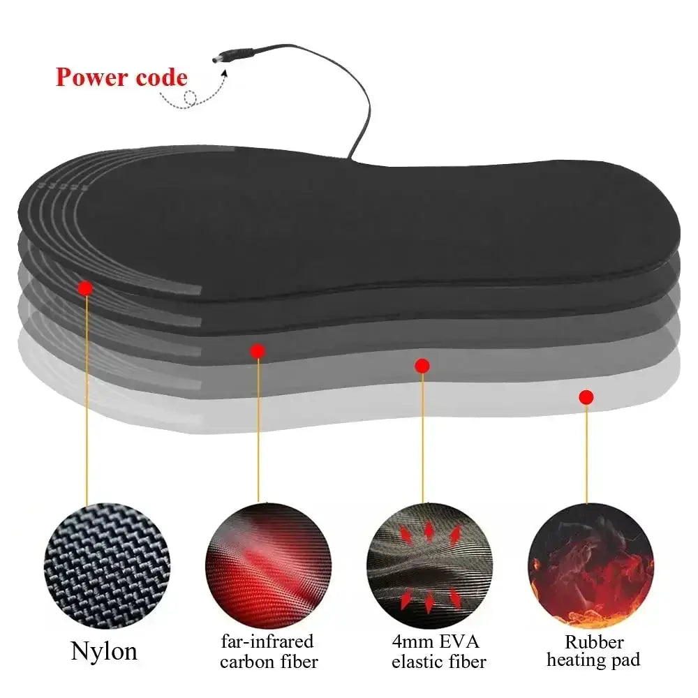 USB heated insoles by Simples Market with nylon, carbon fiber, EVA heating pad for winter warmth