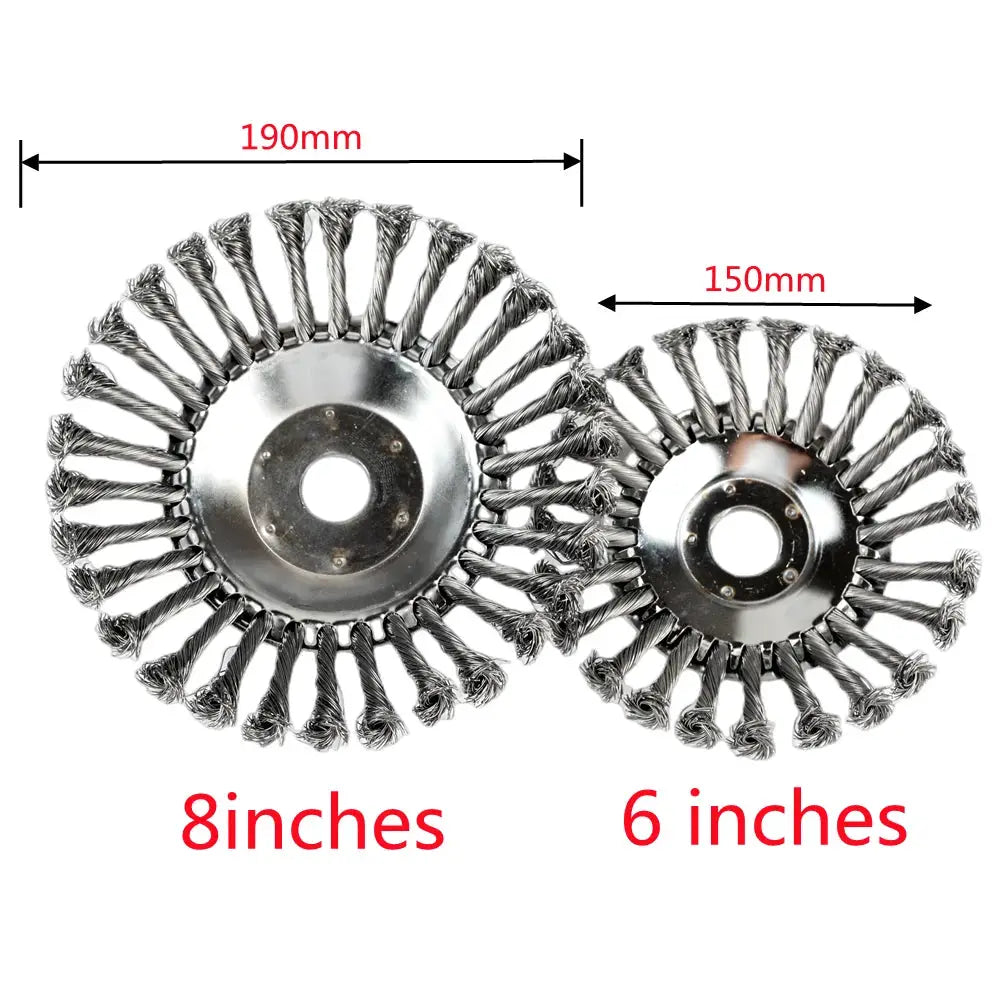 Universal 6 to 8 Inch Steel Wire Wheel Brush Cutter Head for Gas Trimmers Weed Trimmer Garden Lawn Mower Attachment