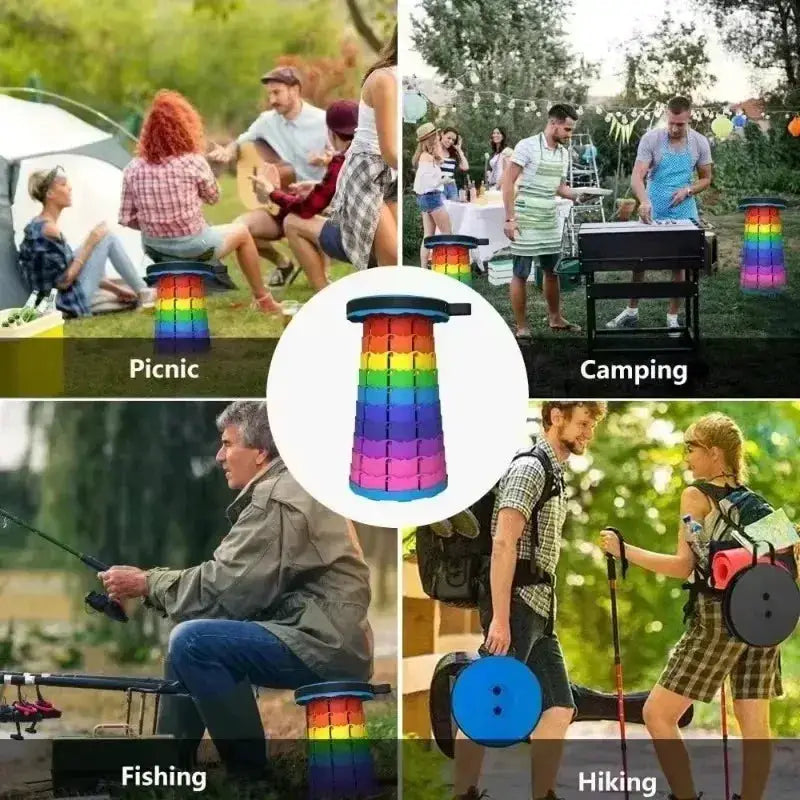 Portable Plastic Folding Telescopic Chair For Fishing Beach Camping Lightweight Adjustable Stool Compact Foldable Seat