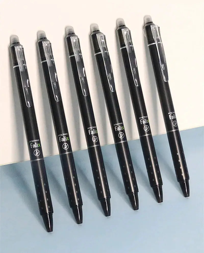 Simples Market 0.5mm retractable erasable gel pen set with refills, black ink, seven pens