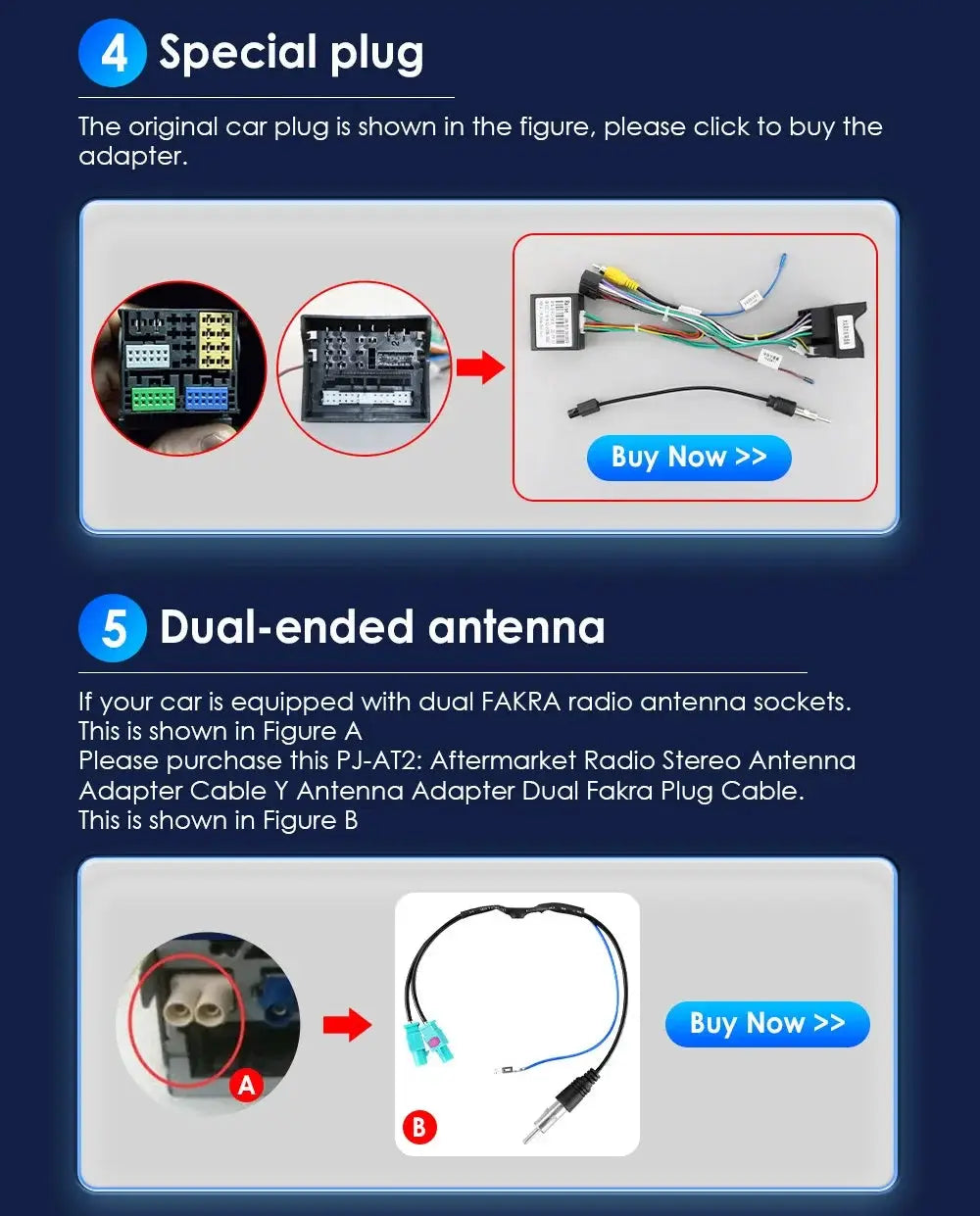 2Din Android car stereo for VW/Skoda with dual-ended antenna kit and plug adapters Simples Market