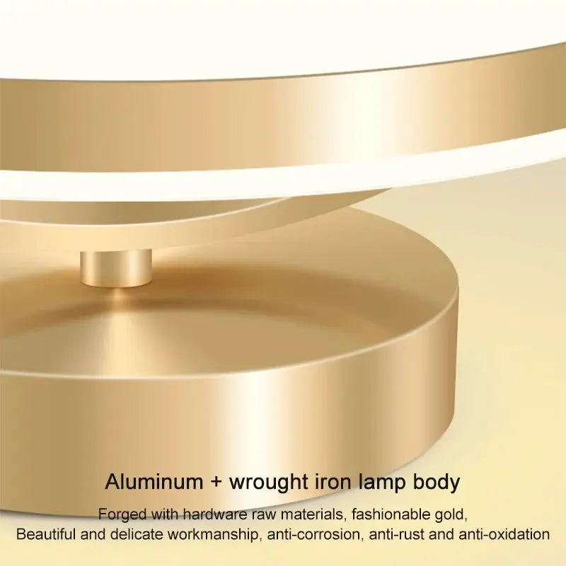 Modern LED ceiling lamp gold aluminum finish with curved ribbon bands