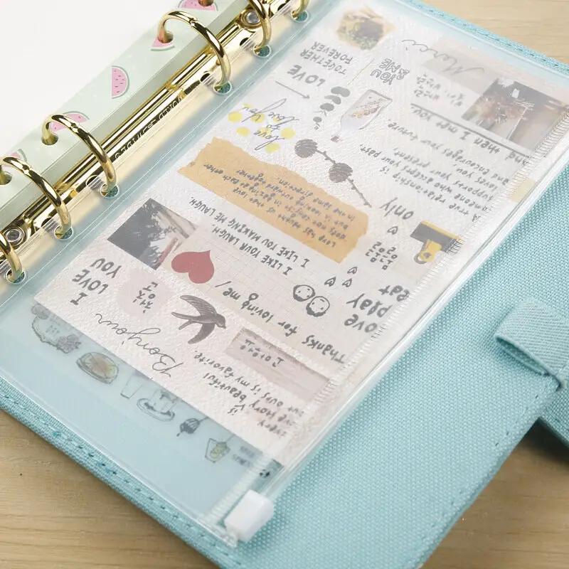 Simples Market teal zipper binder pockets with gold rings; waterproof PVC cash envelopes for planners