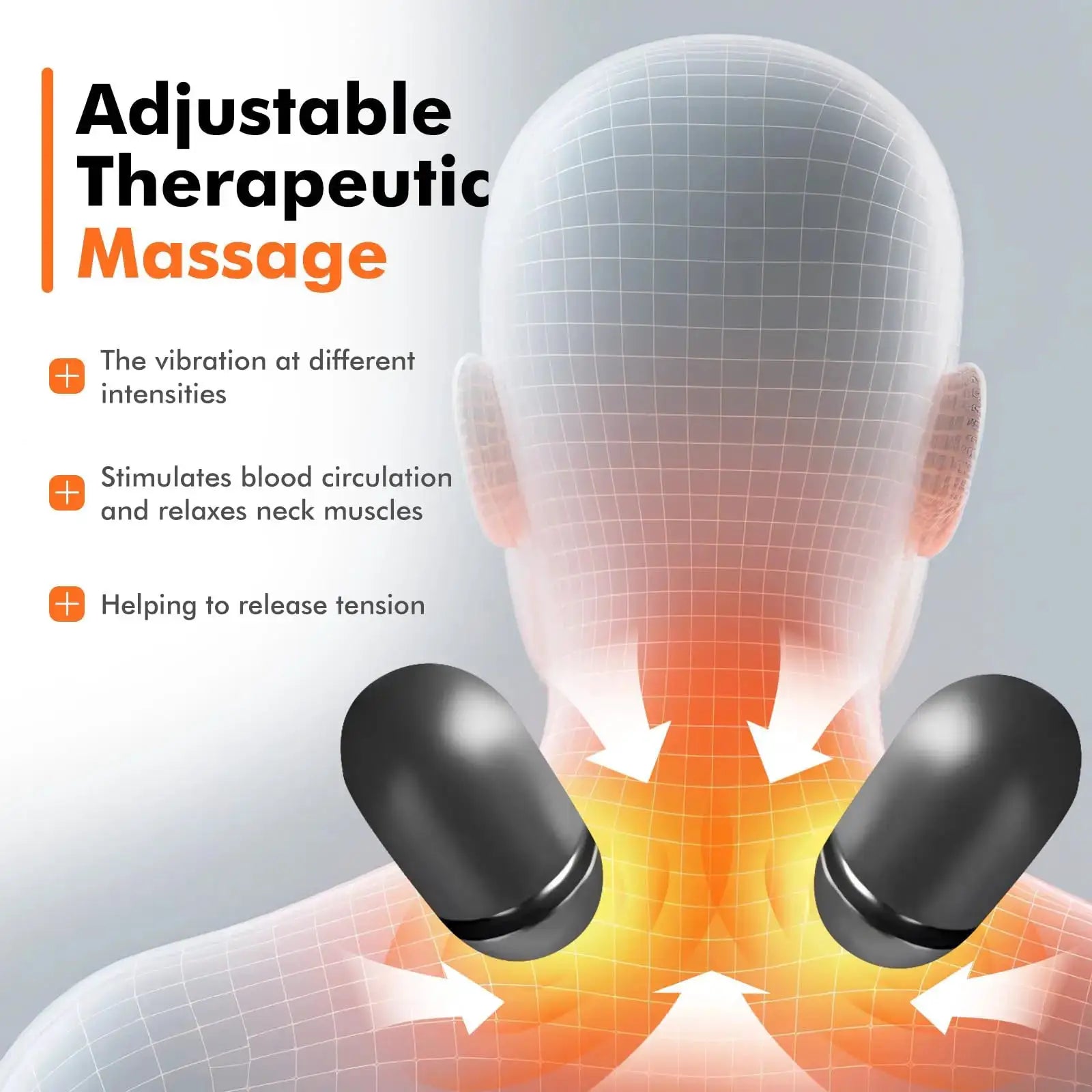 Simples Market 3-in-1 neck massager pillow with heating and traction for shoulder relief, black rollers
