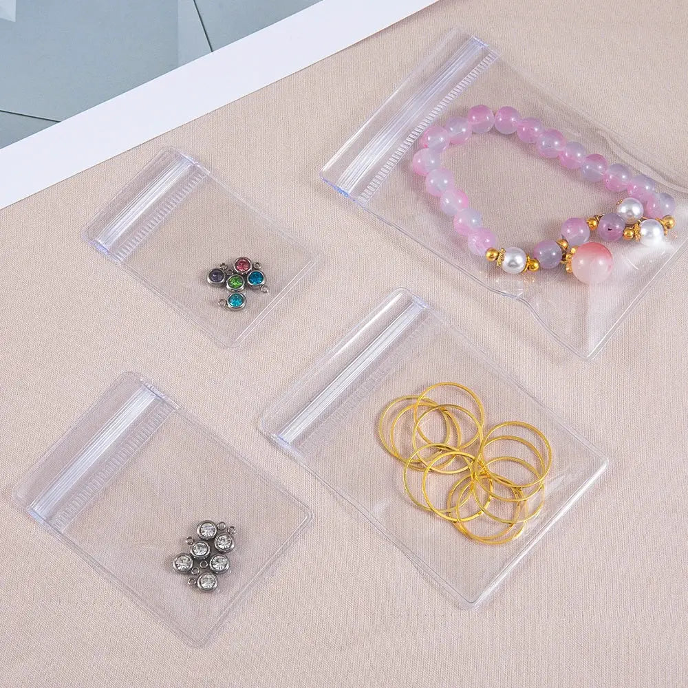 20 Pcs Transparent Jewelry Pouches Anti Oxidation Zip Lock Storage Bags For Earrings Necklaces Bracelets DIY Packaging