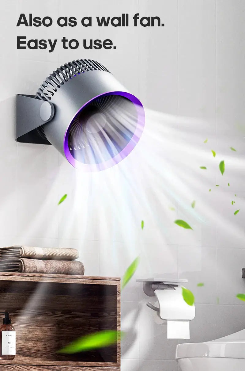 KINSCOTER multifunctional electric fan circulator by Simples Market, wireless wall/desktop ventilator with purple ring