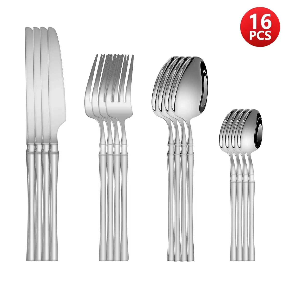 Stainless Steel Cutlery Set 4/6/16/24 Piece Includes Steak Knife And Fork Dessert Spoon Teaspoon For Home Or Restaurant