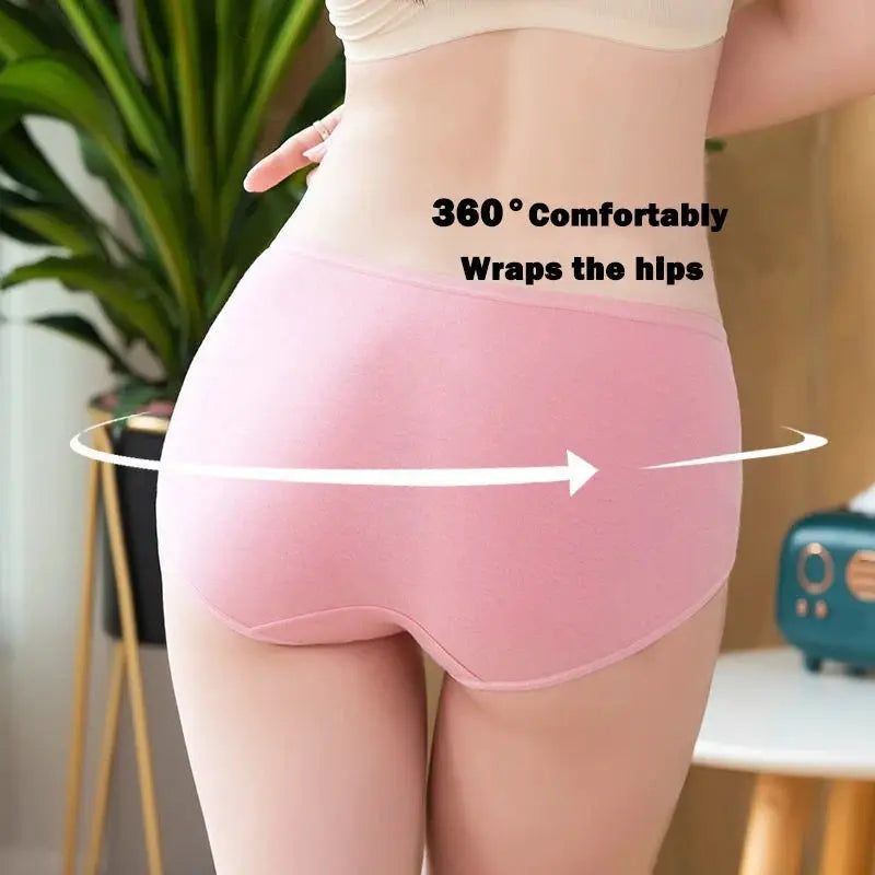 Women's cotton panties pink soft briefs for plus size underwear