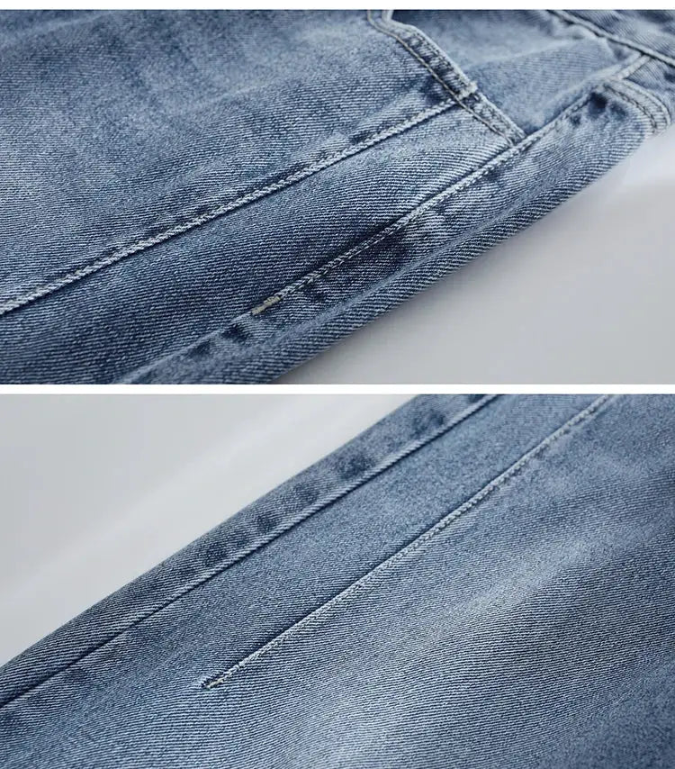 Amii Minimalism Vintage Denim Jeans Women Loose Wide Leg Autumn Pants