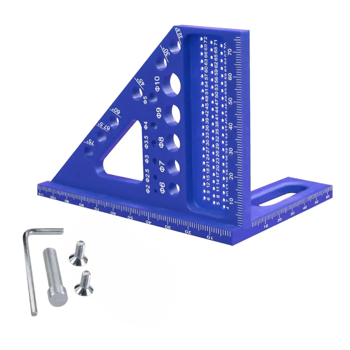 Precision Carpenter Square And Hole Scribing Ruler 22.5 To 75 Degrees Measuring Tool With Angle Pin Plastic