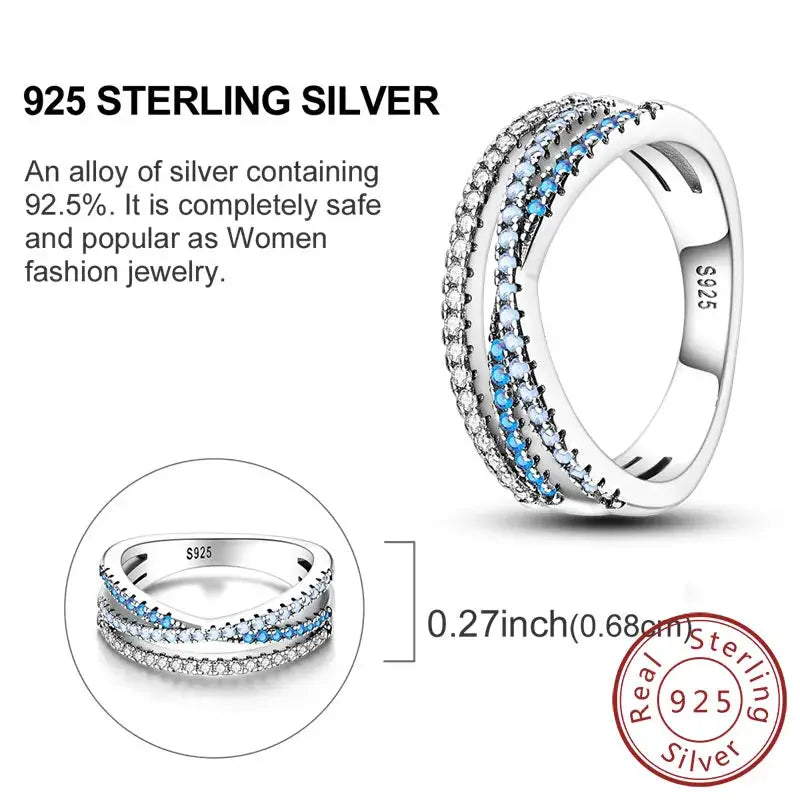 925 Sterling Silver Rings Bow Heart Star Sun Moon Zircon For Women Jewelry Birthday Anniversary Gifts