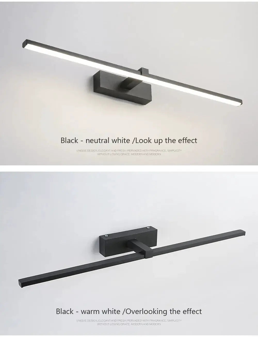 Simples Market black LED wall lamp; long waterproof bathroom vanity bar with neutral white and warm white options