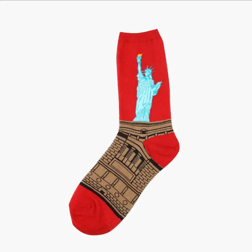 Van Gogh Mural Inspired Retro Men Socks 1 Pair Autumn Winter World Famous Oil Painting Series Funny Socks