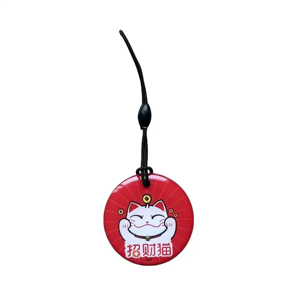 RFID keyfob red round cat design with black lanyard, waterproof